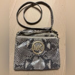 Michael Kors Snakeskin Crossbody Bag - Tan and Gold
